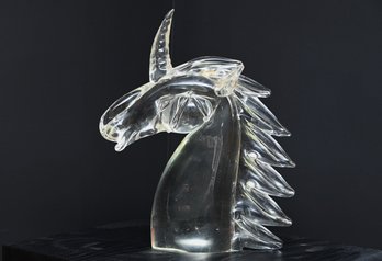 Large Signed Crystal Unicorn Sculpture
