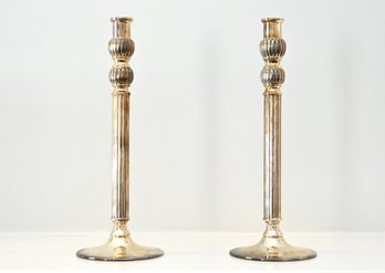 Tall Sterling Silver Fluted Candlesticks 606g