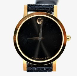 Movado Museum Watch  18K Gold Case With Black Dial