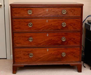 19th Century George III Style Mahogany Four-Drawer Chest With Brass Pulls