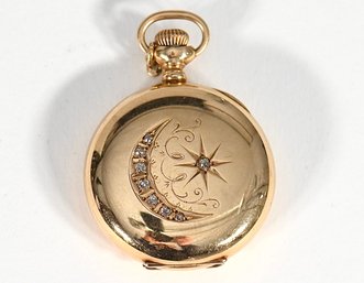 American Waltham 14k Gold And Diamond  Pocket Watch