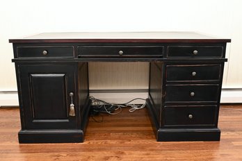Black Distressed Wood Desk See Description