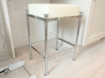 Chrome Bathroom White Stool