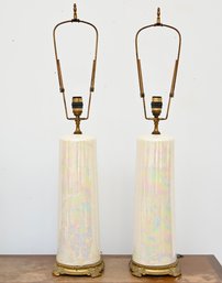 Mid Century Irredesent Lamps - Signed