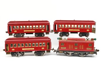 Pre-War Lionel Standard Gauge No. 8 Electric Locomotive With No. 337 Pullman Cars And No. 338 Observation Car