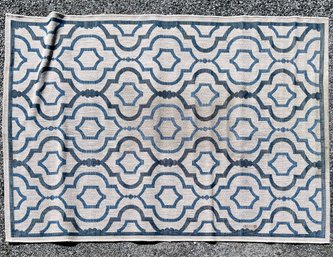 Safavieh Courtyard Beige Navy With Blue Weft Outdoor Polypropylene Rug