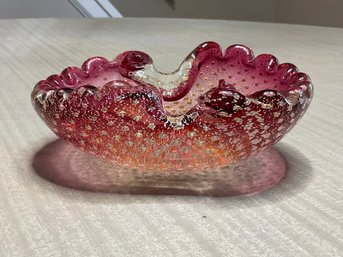 Murano Bullicante Aventurine Art Glass Catchall Dish