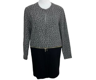 Karl Lagerfeld Paris Tweed Wool Convertible Cardigan To Crop Cardigan