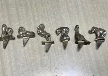 Six Pewter Birthday Candle Holders