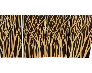 Four Carved Wood Panels
