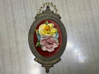 Italian Vintage Capodimonte 3D Porcelain Floral Bouquet Wall Plaque