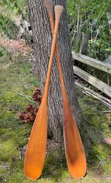 Pair Of Vintage Handcrafted Wooden Canoe Paddles