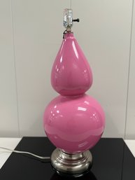 Double-Gourd Ceramic Table Lamp - Glossy Pink