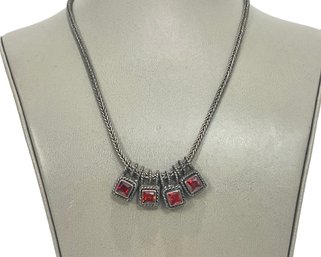 Lori Bonn Sterling Silver Red Slide Charms And Necklace