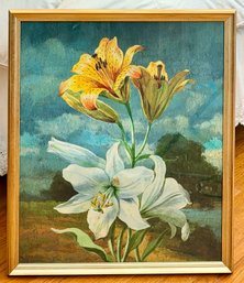 White & Yellow Lillies Framed Art