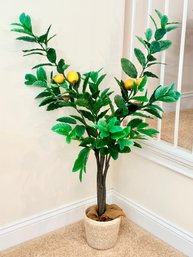 Faux Lemon Tree Plant In Woven Container