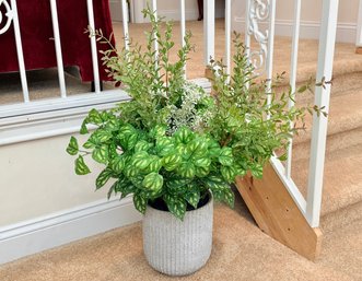 Faux Mixed Flowers In Ceramic Planter