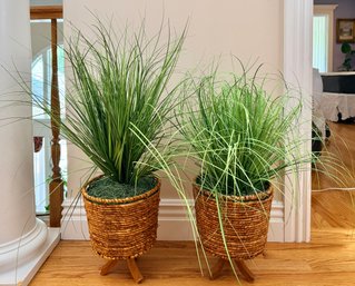 Pair Of Faux Plants In Woven Planters