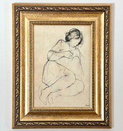 Lady Pencil Print Framed In Glass