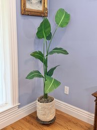 Bird Of Paradise Artificial Plant In A Woven Basket