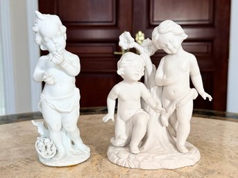 Two White Bisque Porcelain Figurines