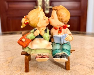Vintage Kissing Couple On A Park Bench By OTAGIRI