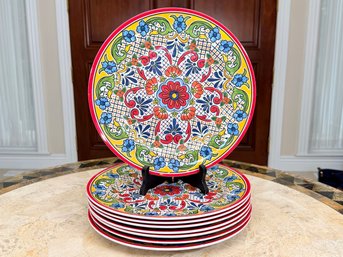 8 Panama Jack Spanish Medallion Melamine Dinner Plates