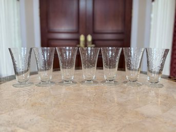 7 Etched Crystal Ice Tea Glasses