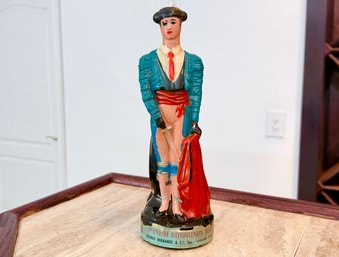 Vintage Hand Painted Glass Matador Decanter