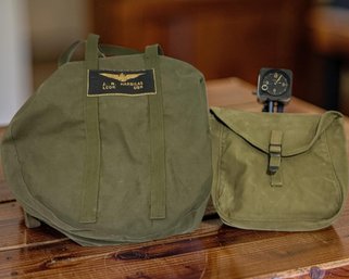 US Navy Lieutenant Commander Bags And Waltham 8 Day Military Aircraft Clock