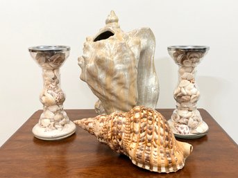 Beach Collection Candlesticks & Conch Shells