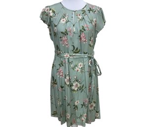 Rebecca Taylor Green Floral Silk Blend Dress Size 10