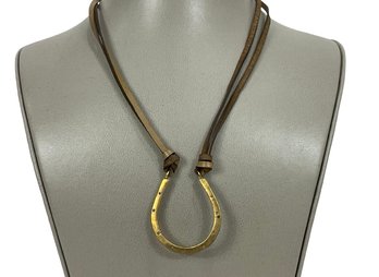 Horseshoe Pendant Leather Necklace