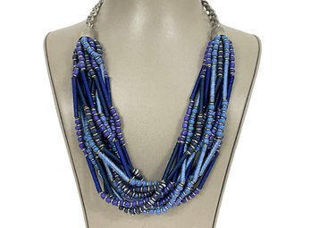 Blue Multi Strand Bead Necklace