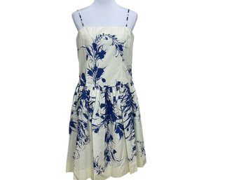 Tracy & Michael Ivory & Blue Cotton Dress Size 12