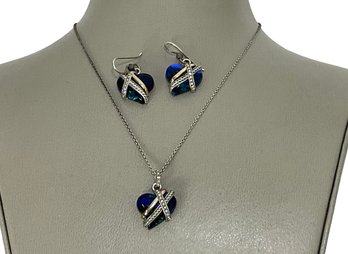 Brighton Blue Wrapped Hearts Necklace & Earrings