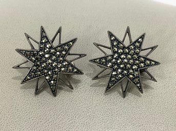 Marcasite Sterling Starburst Earrings