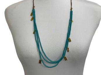 Coach Bead Necklace With Leather