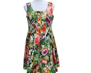 Oscar De La Renta Taffeta Scoop Neck Dress Size 12