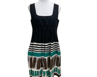 DKNY Donna Karan New York Black With Stripes Cotton Dress Size 12