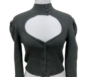 Zara Open Front Gary Ribbed Sweater Size Medium