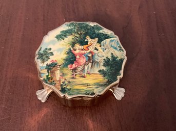 Stratton England Footed Trinket Box With Regency Couple