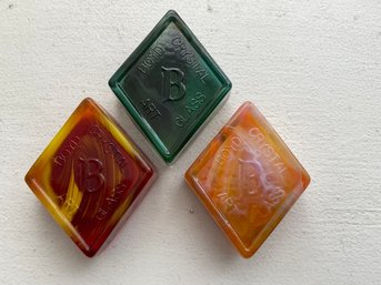 Trio Of Boyds Crystal Art Glass Paperweights