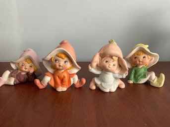 Vintage Homco Pixies Elves Set Of 4