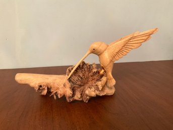 Wood Carved Hummingbird