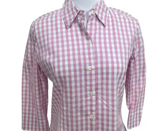 The Works Saks Fifth Avenue Pink & Blue Button Front Shirt Size 8