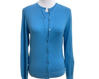 Saks Fifth Avenue Turquoise Silk & Cashmere Cardigan Sweater & Shell Size Medium