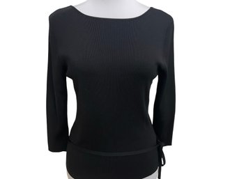 Dana Buchman Black Silk Belted Top Size Medium Petite