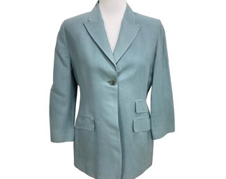 Linda Allard Ellen Tracy Blue Linen Blend Jacket Size 8P