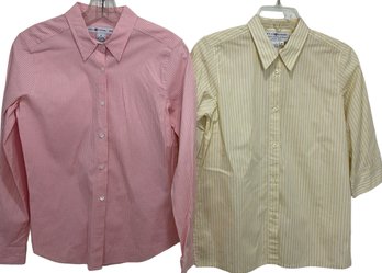 Pair Of Real Clothes By Saks Fifth Avenue Button Front Cotton Shirts Size 8P
